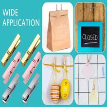 20 Pieces/50 Pieces/100 Pieces Golden Love Plastic Clothing Photos Paper Clips Mini Clothing Clips Postcards Home Wedding Valentine's Day Decorations