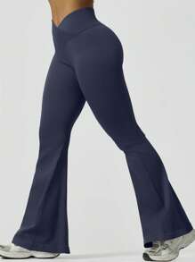 Pantalones de yoga de talle alto con diseño cruzado para mujer, pantalones deportivos para excursionismo al aire libre con efecto levantador de glúteos