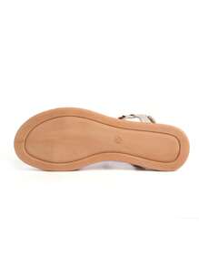 Women's Summer New Thick Sole Wedge Rhinestone Woven Strap Sandals, Elastic Fashionable Comfortable Round Toe