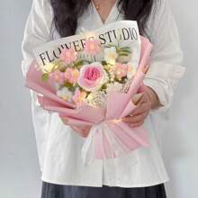 1 Pc Finished Rose Flower Bouquet Knitted Gift Set, Romantic Mother's Day, Birthday Gift For Girlfriend, Friends