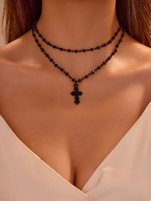 1pc Single Layer Star Tassel Round Pendant Necklace