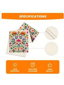 1pc Mexican Style Colorful Floral Print Table Runner, Long May 5th Tablecloth, Day Of The Dead Decor - Multicolor - View 4