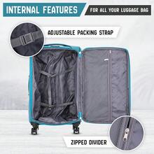 29" Large Suitcase Super Lightweight 20% Expandable 4 Wheels Spinner Soft Shell Check In Luggage For 23kg - Blue - View 4