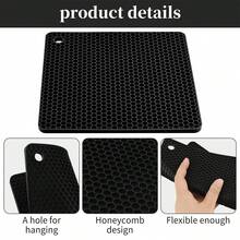 Square Silicone Heat-Insulating Mat, Silicone Heat-Insulating And Anti-Slip Mat, Honeycomb Silicone Kitchen Table Mat, Multi-Functional Heat-Insulating Mat, Coaster, Spoon Rest, Suitable For Cooking And Dining - Multicolor - View 8