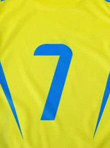 2pcs Customized Sports Training Quick-Dry Jersey & Shorts Set, Size 7, Ronaldo Design, Suitable For Football, Sports, Casual Wear, Personalized Name Customization