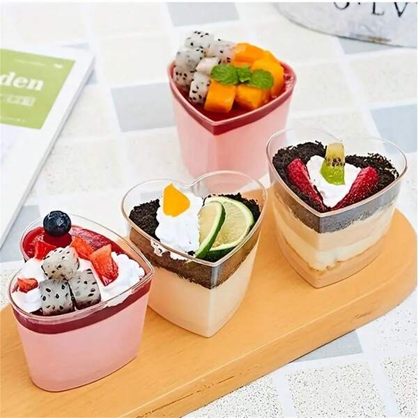 8/12pcs Heart-Shaped Dessert Cups - Perfect For Puddings, Mousses, Ice Creams, Etc. - Ideal For Romantic Gatherings And Celebrations For Mother's Day, Father's Day, And Easter