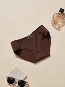 5 piezas de bragas de algodón para mujer con detalle de moño, ropa interior de triangulo de cintura media con unicolor y cómoda