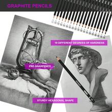 HIFORNY - Juego de 70 piezas de dibujo - Lápices de bocetos para adultos, artistas, niños con cuaderno de bocetos de 3 colores, grafito, pastel, lápices de carbón, herramientas de mezcla - 1 - Ver 7