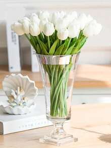 1/5/10，浪漫的白色郁金香情人节花束，非常适合家居装饰、办公室派对、婚礼装饰、母亲节礼物、情人节礼物