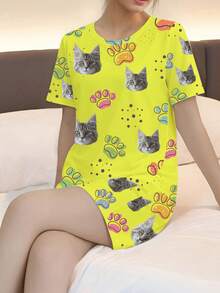 [DIY] Customizable Women's Pajama, Portrait Photo Customization, Gift, Novel, Big Head Shot, Funny Face Replacement, Lightweight Quick-Dry Silky Soft Fabric, Gift For Friends/Lovers - White - View 6