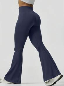 Pantalones de yoga de talle alto con diseño cruzado para mujer, pantalones deportivos para excursionismo al aire libre con efecto levantador de glúteos
