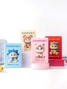 1个哑光PU材质世界地图及字母印花护照夹，固定式设计，护照套，护照钱包，护照包，适合度假、旅行、飞行、返校，男女通用，旅行必备品 - 彩色 - 查看 2