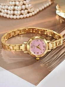 1 件简约钻石图案混合水钻表盘钢带石英表，适合生日、万圣节、年终促销、光棍节礼物 - 彩色 - 查看 12