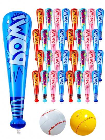 1/2/3PCS Inflatable Baseball Bat With Inflatable Baseball, Oversized 16 Inch Inflatable Toy Bat, Carnival Prizes, Inflatable Baseball, Baseball Party Favors, Gift For Holiday, Birthday, Halloween, Christmas, Party Favor, Party Bag Filler, Halloween Decorations, Birthday Decorations, Halloween Toys, Birthday Gifts, Christmas Gifts