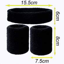 3pcs Banda Deportiva Cabeza Sudor Elástica Diadema Muñequera - Negro - Ver 2