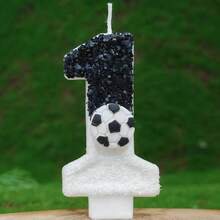 1pc Birthday Candle Number, Football Design Numeral 0-9 Candle, Romantic Party Preferred Digital Candle For Birthday Cake Decoration, Holiday Anniversary Party Cake Numeral Candle, Shiny Digit,Wedding - Black and White - View 13