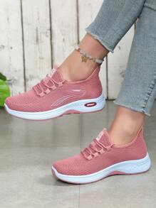 New Spring/Autumn Women's Soft Sole Outdoor Sport Shoes, Non-Slip Mesh Breathable Running Shoes, Thick Sole Casual Sneakers