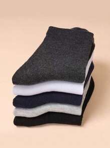 5 pares de calcetines de tripulación transpirables para hombre en negro, blanco y gris, surtido aleatorio