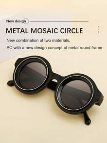 4/3/1 件 2025 新款个性复古圆框时尚眼镜，女士金属双环大框眼镜，户外派对嘻哈情侣趣味日常佩戴时尚眼镜，送给她作为情人节节日礼物。 - 彩色 - 查看 4