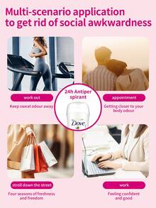 Dove 1瓶（40克）多芬舒缓茉莉花香体露，保湿茉莉花提取物止汗膏，适合敏感肌肤，全身每日使用。