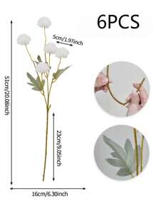 17.72Inch Artificial Chrysanthemum Branch Green Plant Long Stem Spring Wedding Bridal DIY Bouquet Flower Arrangement Living Room Kitchen Vase Home Decoration 1PC/2PCS/4PCS/6PCS
