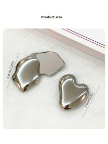 1pc Stainless Steel Small Mirror, Makeup Mirror Supports Engraving, Birthday, Flower, Zodiac, Cloud, Heart Design, Compact And Portable,Multi-Functional,Ornamental,Letter,Solid Color,Exquisite,Stylish,Vintage,Modern,Colorful,Leisure,Basics,Casual,Soft,Unique,Customized,Personalized,Custom,Ideal Gifts For Her,Girlfriend,Her,Grandparents,Family,Boyfriend,Friends,Mother's Day Gifts Women