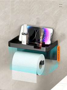 Easy To Install, No Drilling Wall, No Punching Hanging Toilet Paper Holder With Phone Holder - Toilet Paper Box Roll Tissue Holder Storage Rack, Toilet Paper Holder Wall Mounted, Bathroom Storage Rack,Wedding Decoration,Xmas Decoration,Birthday Decoration,Birthday Gift,Christmas Table Decorations,Christmas,Christmas Decorations,Christmas Gifts - Multicolor - View 5