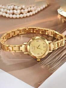 1 件简约钻石图案混合水钻表盘钢带石英表，适合生日、万圣节、年终促销、光棍节礼物 - 彩色 - 查看 3