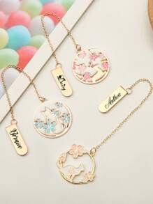 1Pc Sakura Cute Pet Series Creative Metal Bookmarks Small And Fresh Student Bookshelf Pages Alloy Bookmarks Accessories Personalized Text Customization,School Supplies,Back To School