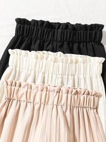 3 pièces Pantalons large taille élastique de couleur unie pour filles, doux et polyvalents pour l'été en extérieur, décontractés et confortables pour le printemps, conviennent aux tout-petits et aux jeunes