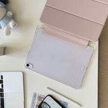 1 件纯粉色硅胶可折叠防震平板电脑保护壳带笔架，兼容三星、iPad、荣耀，支持睡眠/唤醒 - 粉色 - 查看 4
