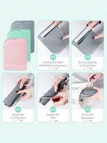 1pc Hot Styling Tool Mat, Universal Size Hair Straightener And Curling Iron Heat-Resistant Mat For Storage And Travel, Hot Styling Tool Mat, Heat Resistant Silicone Hair Styling Mat Storage Heat Insulation Pad Commercial - Multicolor - View 7