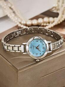 1 件简约钻石图案混合水钻表盘钢带石英表，适合生日、万圣节、年终促销、光棍节礼物 - 彩色 - 查看 13