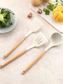 厨房用具套装，3 件套不粘硅胶厨房烹饪用具，厨房铲子烹饪用具套装，硅胶厨房小工具 - 彩色 - 查看 5