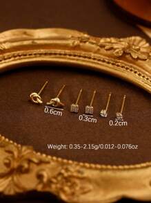 SYMFNY 3pairs 925 Sterling Silver Minimalist Geometric Stud Earring Set, Suitable For Work, Dates And Everyday Outfit