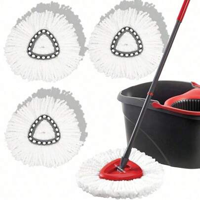 3/2/1 pieza Juego de cabezales de mopa de microfibra para limpieza profunda para mopa giratoria Ocedar - Súper absorbente, recambios lavables para baño, cocina, sala de estar, dormitorio y pisos duros (Suministros de limpieza Cabezal de mopa compatible con EasyWring/Viled, Blanco) (Mopa de piso)