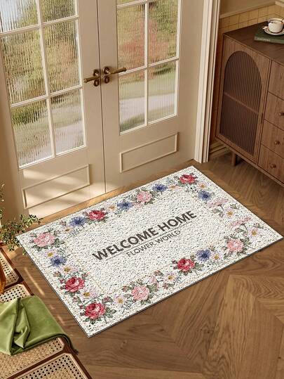 1 pieza Felpudo de fibra de coco "Bienvenido a casa", felpudo decorativo para el porche delantero, felpudo de entrada resistente y duradero, felpudo antideslizante lavable para la entrada del hogar, pasillo, decoración de habitaciones, alfombra de piso interior, de vuelta al colegio