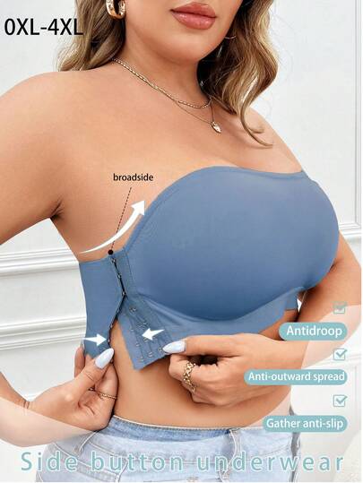 Sutiã tipo bandeau plus size, cor sólida, minimalista, sem aro, para uso casual diário