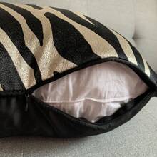 1pc Polyester Throw Pillow Cover, Multi-Color Abstract Texture, Geometric Lines, Zebra, Leopard Print, Black, Brown, Gold, Luxury Single-Sided High-Precision Jacquard, For Living Room, Sofa, Car, Home Decor, Party Decor (No Pillow Insert)