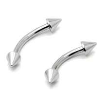 M2 Piercing Eyebrow Rook Piercing Spike Curved Surgical Steel 1.2mm - 1 Piece - Silver - View 3