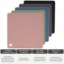 Square Silicone Heat-Insulating Mat, Silicone Heat-Insulating And Anti-Slip Mat, Honeycomb Silicone Kitchen Table Mat, Multi-Functional Heat-Insulating Mat, Coaster, Spoon Rest, Suitable For Cooking And Dining - Multicolor - View 10