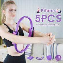 5pcs Women's Basic Pilates Set, Pilates Circle, Pilates Ring Hip Strap, Women's Yoga Set, Butt Exercise Hip Strap 25cm Yoga Ball Gym Accessories