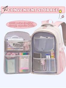 1pc Lightweight Large Capacity Backpack For Girls, Student School Bag Fits 15.6" Laptop, Outdoor Travel Bag, Minimalist & Fashionable Design With 3 Detachable Cute Accessories, Suitable For Teenage Girls For School And Travel - Simple Backpack - View 7