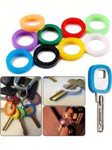 20pcs/Set 10-Color Silicone Elastic Key Covers, Waterproof Key Protectors, Key Ring Organizers Car Accessories Bag Charm School