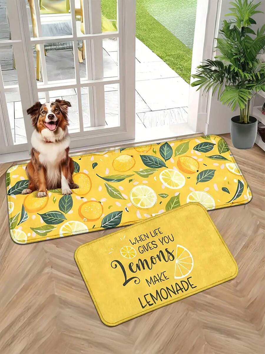1pc Summer Lemon Sponge Flannel Carpet, Durable And Easy To Clean, Simple Home Bedroom Carpet, Easter Gift, Suitable For Indoor And Outdoor Use, Anti Slip And Washable, Durable Multifunctional Carpet, Small Carpet, Soft And Skin Friendly - Multicolor - View 1