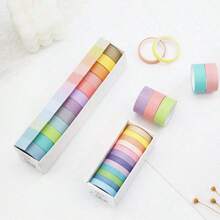 Ensemble de 12 pièces de ruban adhésif washi pour journal, ruban adhésif unicolore arc-en-ciel pour DIY