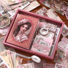 复古笔记本礼品套装，生日礼物，包括日记本、贴纸、胶带和文具，是送给朋友、返校、学校用品的完美礼物 - 彩色 - 查看 8