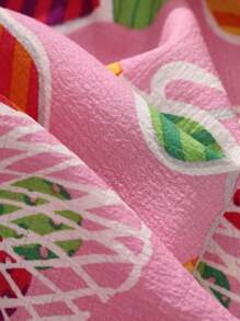 Set de pijama de 2 piezas con parte superior de manga corta con botones de cuello en V y estampado de paleta, y pantalones para mujeres. Set de pijama de verano cómodo para uso en casa.
