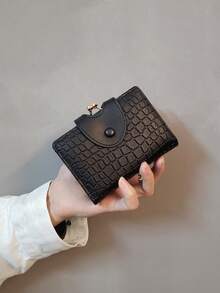 محفظة صغيرة مزينة بنمط الحجر من الجلد المصنع للنساء، حافظة بطاقات الإئتمان وبطاقة الهوية مع إغلاق بالطبعة