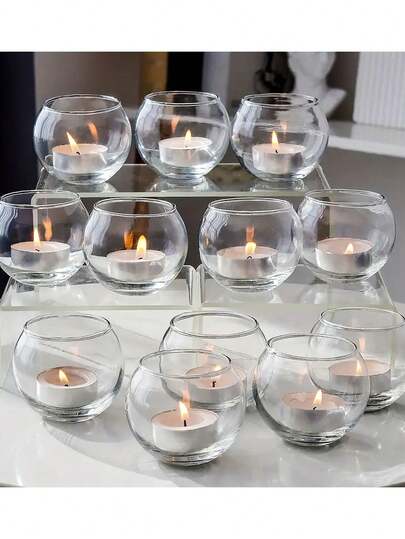 5 件透明玻璃烛台、许愿/漂浮烛台、圆形花瓶烛台（适用于婚礼、订婚、新娘送礼会、派对餐桌中心装饰）、许愿烛台、蜡烛烛台碗、茶灯烛台（适用于餐桌、婚礼、彩排晚宴、户外活动和节日庆典）、空透明烛台